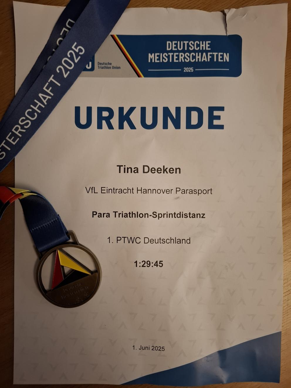 Urkunde Tina Deeken